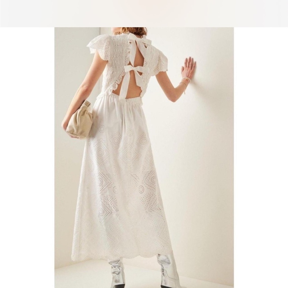 Sea New York White Vienne Eyelet smocked midi dress - Picture 2 of 8